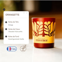 Bougie parfumée Orangette, aux notes d'orange, et de chocolat. Imaginé à Grasse pour Mademoiselle Provence. 